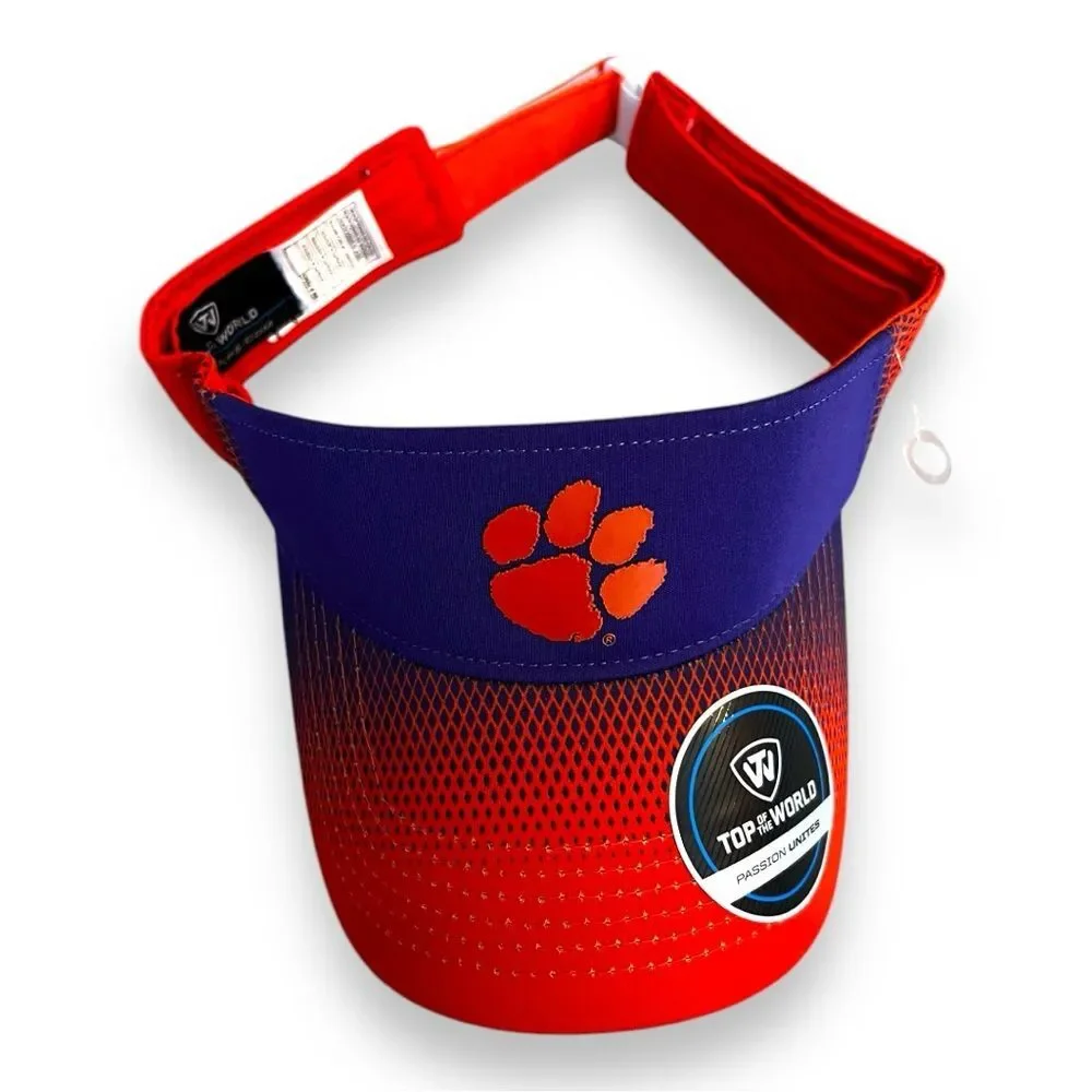 Clemson Tigers Top of the World Orange Visor Hat Adjustable Fit NCAA Sports Fan